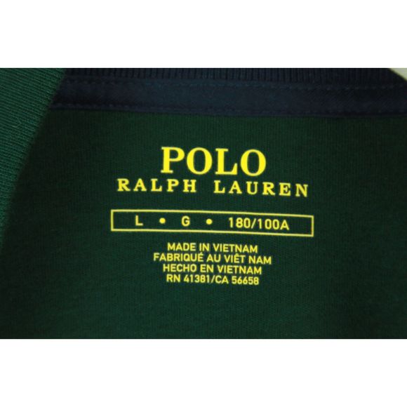 Polo Ralph Lauren Track Jacket Navy Blue Green Full Zip 100% Cotton Mens L - Picture 6 of 8